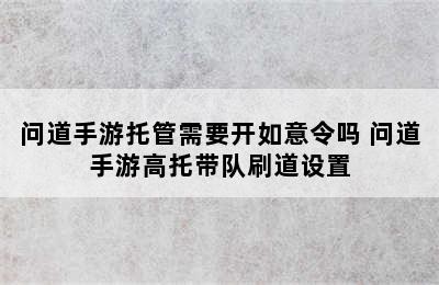 问道手游托管需要开如意令吗 问道手游高托带队刷道设置